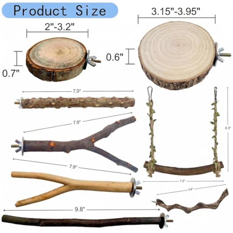 8PCS natural wood bird perches - Health & Wellness Lions review and price