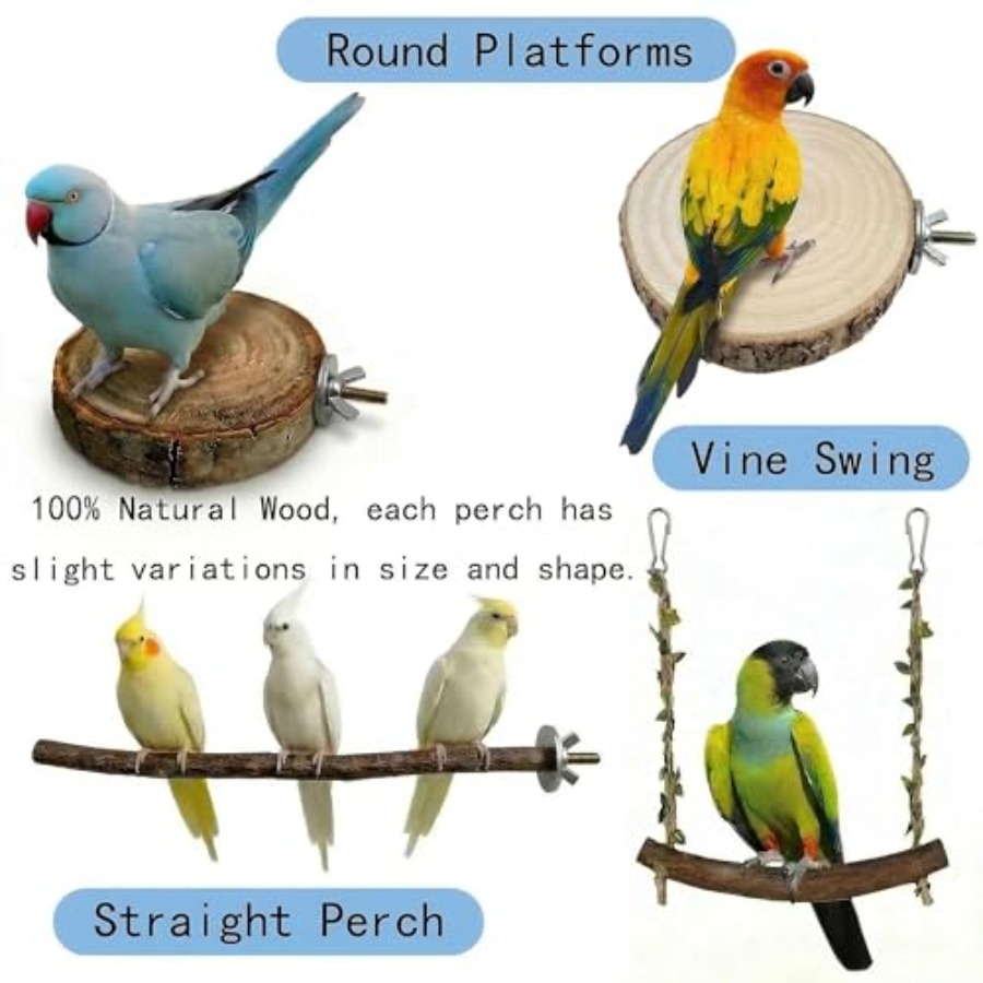 8PCS natural wood bird perches - Health & Wellness Lions review and price